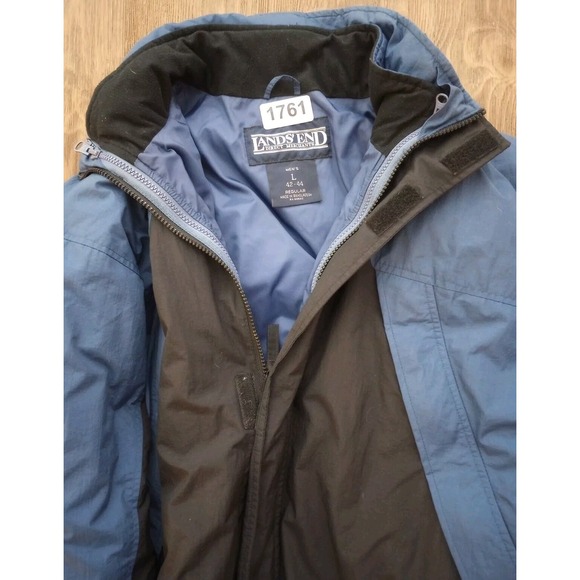 Lands' End 2-IN-1 Convertible Winter‎ Coat Jacket Black Blue Men's Large 42-44 - Picture 12 of 12